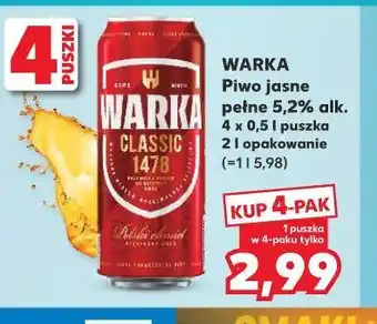 Kaufland Warka Piwo jasne pełne 5,2% alk oferta