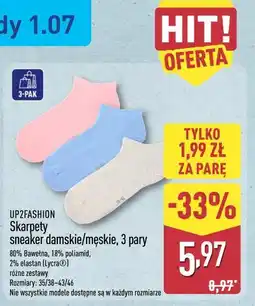ALDI UP2FASHION Skarpety sneaker damskie/męskie, 3 pary oferta