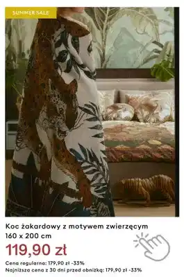 Koc żakardowy z motywem zwierzęcym 160x200 cm