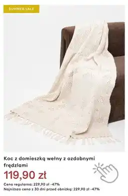 Medicine Koc z domieszką wełny z ozdobnymi frędzlami oferta