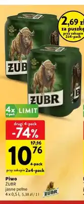 Intermarche Piwo Żubr jasne pełne 4-pak oferta