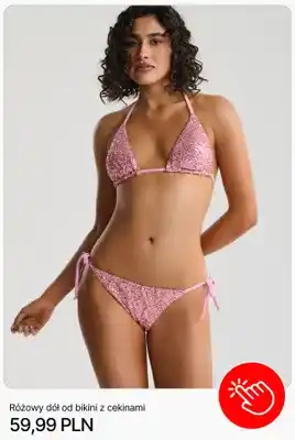 Różowy dół od bikini z cekinami Cropp