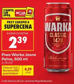 Biedronka Piwo Warka Jasne Pełne oferta