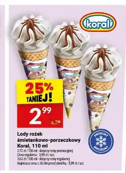 Twój Market Lody rożek śmietankowo-porzeczkowy Koral oferta