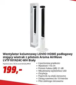 Media Markt Wentylator kolumnowy Lovio Home Aroma AirWave Biały oferta