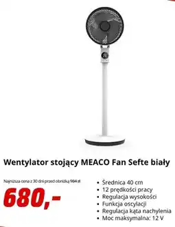 Media Markt Wentylator stojący MEACO Fan Sefte biały oferta