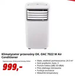 Media Markt Klimatyzator przenośny OK. OAC 7022W oferta