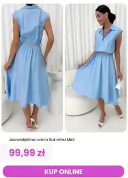 Modna Kiecka Sukienka letnia midi jasnobłękitna ModnaKiecka.pl oferta