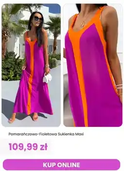 Modna Kiecka Sukienka maxi pomarańczowo-fioletowa ModnaKiecka.pl oferta