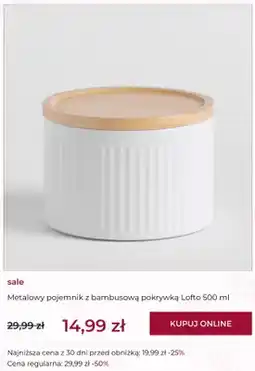 Home&You Metalowy pojemnik z bambusową pokrywką Lofto 500 ml home&you oferta