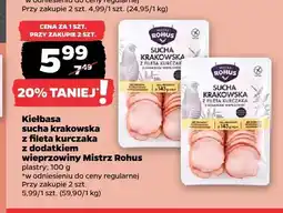 Netto Kiełbasa sucha krakowska z fileta kurczaka z dodatkiem wieprzowiny Mistrz Rohus oferta