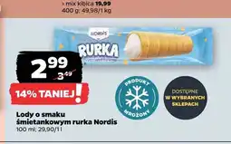 Netto Lody o smaku śmietankowym rurka Nordis oferta