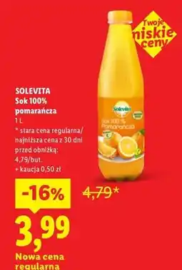 Lidl Sok 100% pomarańcza Solevita oferta