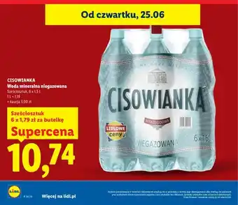 Lidl Woda mineralna niegazowana Cisowianka 6-pak oferta