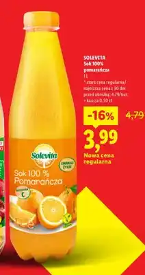 Lidl Sok 100% pomarańcza Solevita oferta