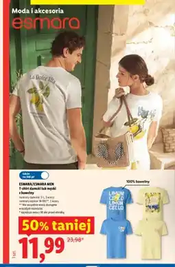 Lidl T-shirt damski z bawełny Esmara oferta