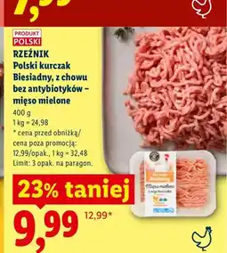 Lidl Polski kurczak Biesiadny z chowu bez antybiotyków mięso mielone Rzeźnik oferta