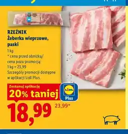 Lidl Żeberka wieprzowe paski Rzeźnik oferta