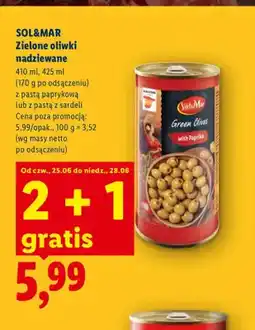Lidl Zielone oliwki nadziewane z pastą paprykową Sol & Mar oferta