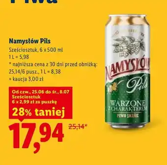Lidl Piwo Namysłów Pils 6-pak oferta