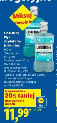 Lidl Płyn do płukania jamy ustnej Listerine Cool Mint oferta