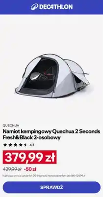 Decathlon Namiot kempingowy Quechua 2 Seconds Fresh&Black 2-osobowy oferta