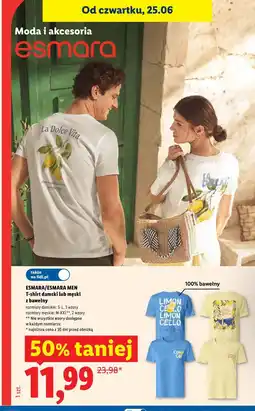 Lidl ESMARA/ESMARA MEN T-shirt damski lub męski z bawełny oferta