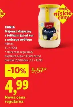 Lidl KANIA Majonez klasyczny z żółtkami jaj od kur z wolnego wybiegu oferta
