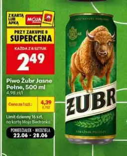 Biedronka Piwo Żubr Jasne Pełne, 500 ml oferta