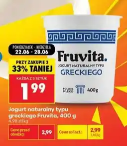 Biedronka Jogurt naturalny typu greckiego Fruvita, 400 g oferta