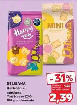 Kaufland DELISANA Herbatniki maślane Mini, Happy ZOO 100 g opakowanie oferta