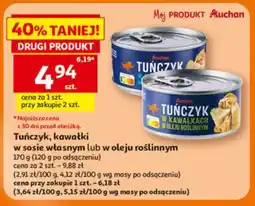 Auchan Tuńczyk kawałki w sosie własnym lub w oleju roślinnym oferta