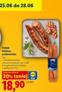 Lidl Pikok Kiełbasa podwawelska oferta