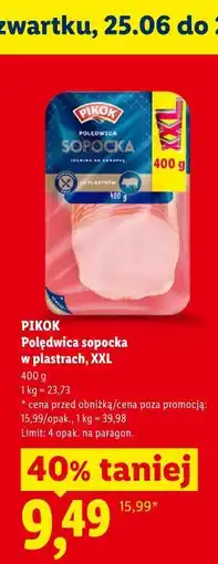 Lidl PIKOK Polędwica sopocka w plastrach, XXL oferta