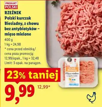 Lidl RZEŹNIK Polski kurczak Biesiadny, z chowu bez antybiotyków - mięso mielone oferta
