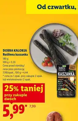Lidl Dobra Kaloria Roślinna kaszanka oferta