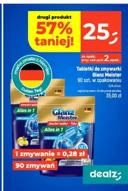 Dealz Tabletki do zmywarki Glanz Meister Alles in 1 oferta