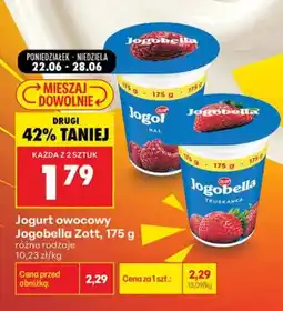 Biedronka Jogurt owocowy Jogobella Zott malina oferta