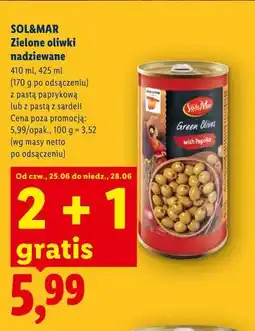 Lidl SOL&MAR Zielone oliwki nadziewane oferta