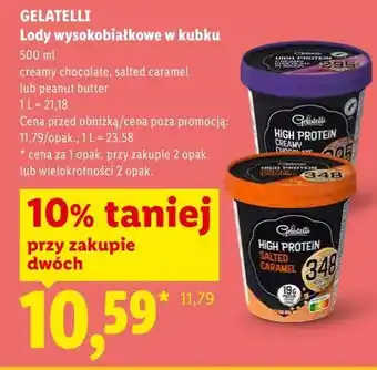 Lidl GELATELLI Lody wysokobiałkowe w kubku oferta