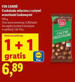 Lidl FIN CARRÉ Czekolada mleczna z całymi orzechami laskowymi oferta