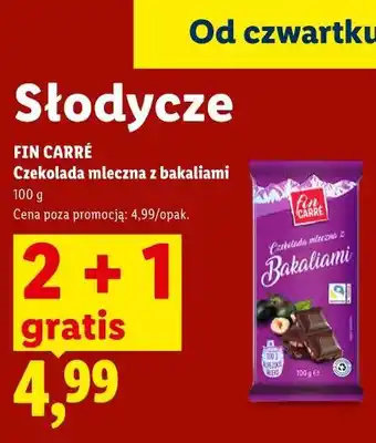 Lidl FIN CARRÉ Czekolada mleczna z bakaliami oferta