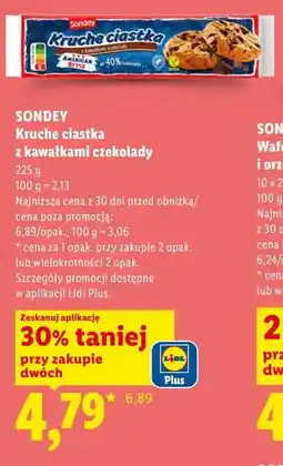 Lidl SONDEY Kruche ciastka z kawałkami czekolady oferta