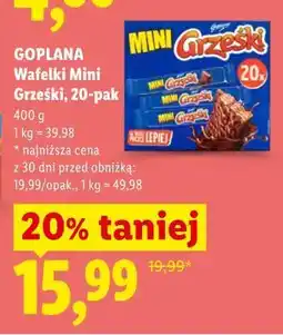 Lidl GOPLANA Wafelki Mini Grześki, 20-pak oferta