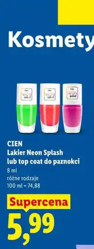 Lidl CIEN Lakier Neon Splash lub top coat do paznokci oferta