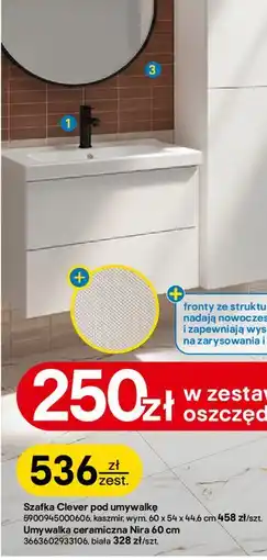 Castorama Szafka Clever pod umywalkę z umywalką ceramiczną Nira 60 cm oferta
