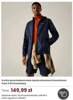 Regatta Kurtka przeciwdeszczowa męska wiosenna kieszonkowa Pack It III Regatta Granatowy oferta