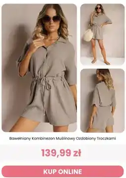 Renee Kombinezon damski bawełniany muślinowy Renee ozdobiony troczkami oferta