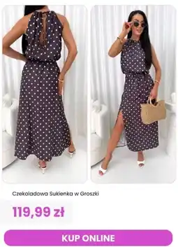 Modna Kiecka Sukienka czekoladowa w groszki ModnaKiecka.pl oferta