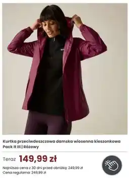 Regatta Kurtka przeciwdeszczowa damska wiosenna kieszonkowa Regatta Pack It III Różowy oferta